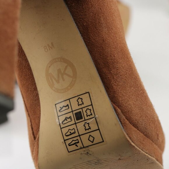 Michael Kors Womens Haven Boot Size 8 Camel Tan Suede Block Heel Platform Bootie - Picture 10 of 12